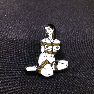 Steike Gently Bondage Kink Pin Up Gold and Black Enamel Pin